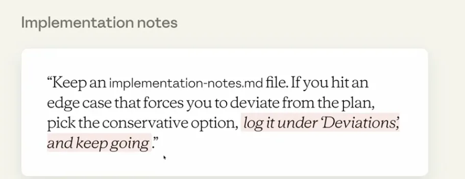 Fable implementation notes — log deviations from the plan and keep going