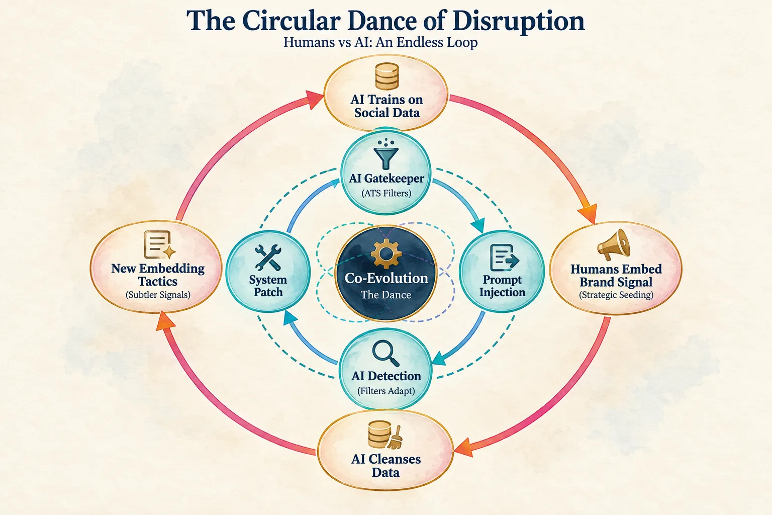 The circular dance of disruption between humans and AI
