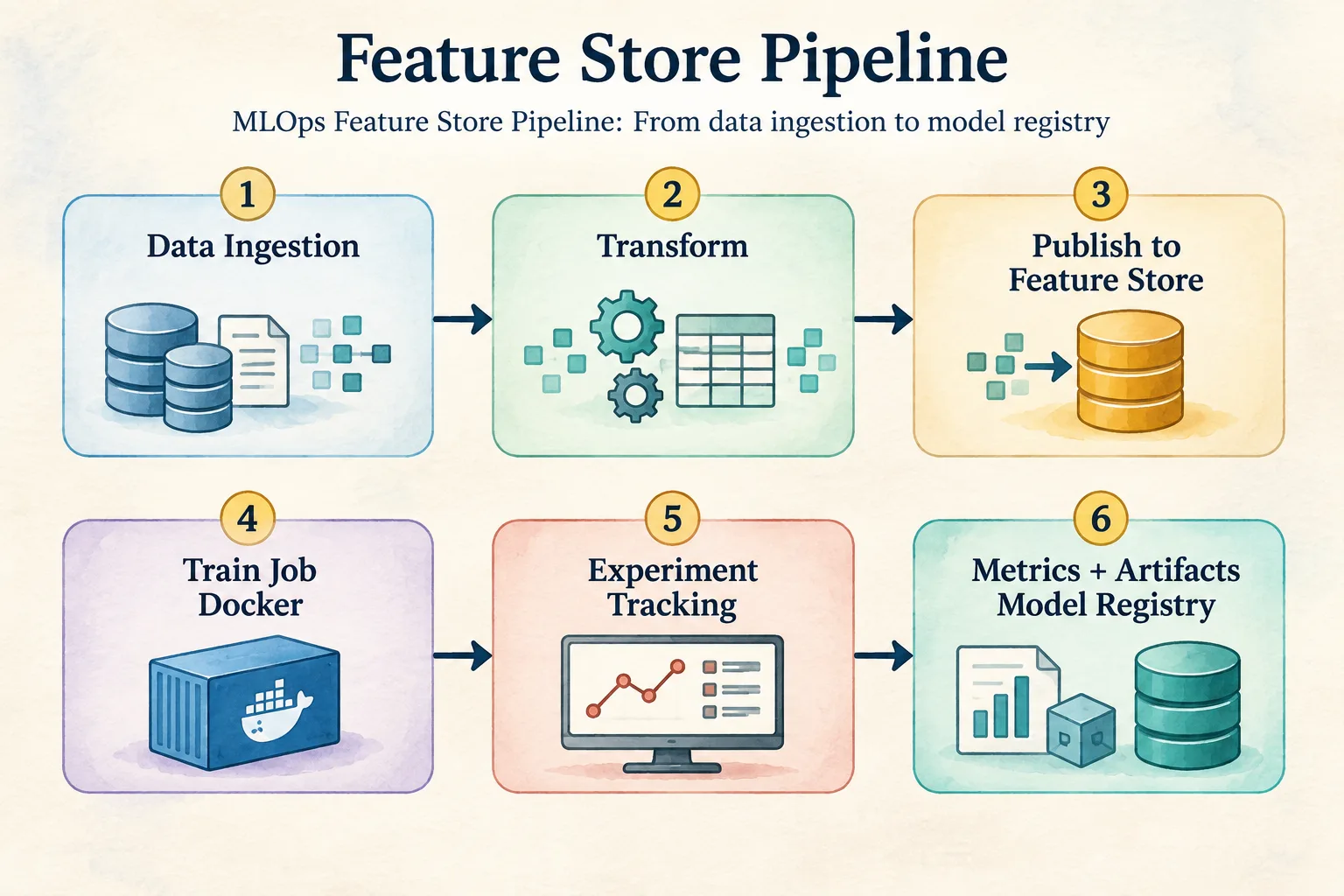 Feature store pipeline from data ingestion to model registry